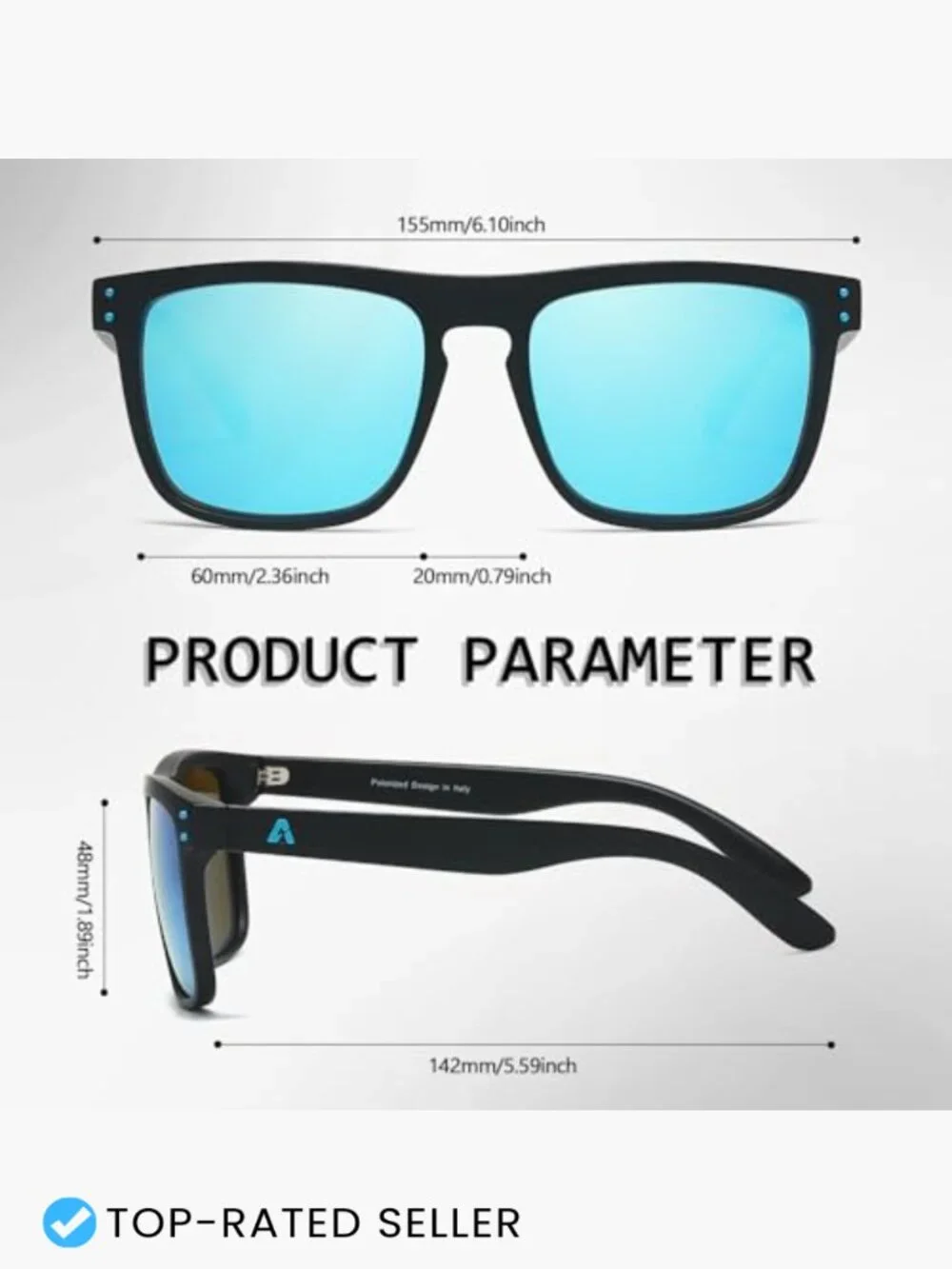 Oversized Square Polarized Sunglasses for Men UV Protection Trendy Wrap Around